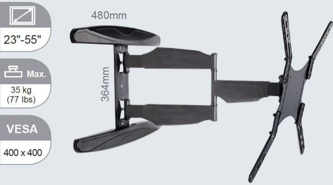 Vivolink VLMW2355A 23" - 55" m.svingarm, vægbeslag - Billede 2