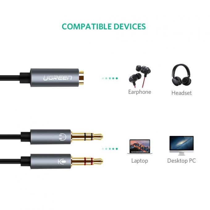 Ugreen 3.5mm Hovedtelefon Y Split Kabel - Billede 2